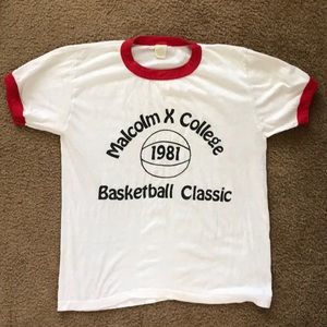 Vintage 1981 Malcolm X College basketball ringer